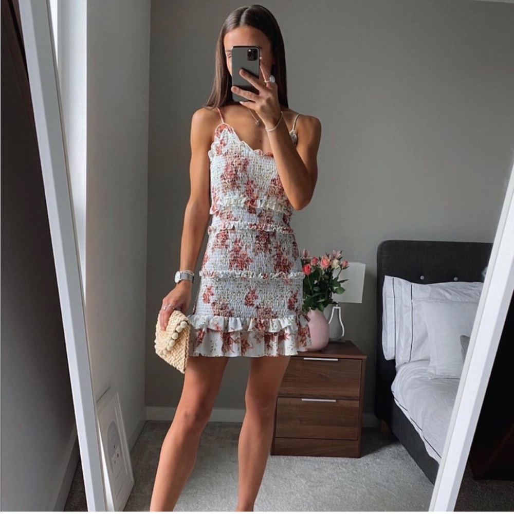 Zara floral dress with ruching
